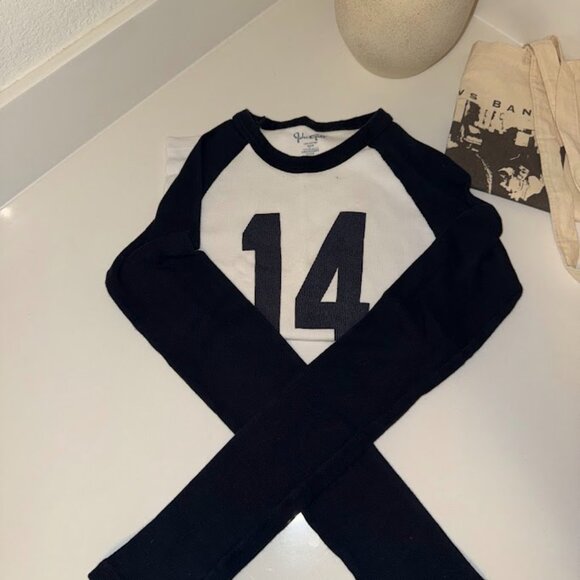 Brandy Melville / John Galt “14” Long Sleeve Raglan Top One Size - Picture 2 of 4